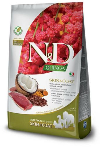 N&D Quinoa Skin & Coat Kacsa Száraz Kutyatáp Közepes és Nagytestű Felnőtt Kutyáknak 7kg - Gabonamentes, Hipoallergén, Bőr- és Szőrzetápoló