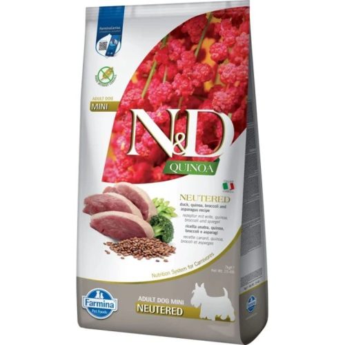 N&D Quinoa Kacsa, Brokkoli & Spárga Száraz Kutyatáp Ivartalanított Kistestű Felnőtt Kutyáknak 7kg - Gabonamentes, Hipoallergén