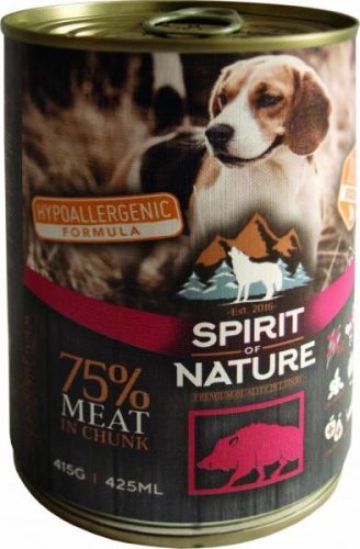 Spirit of Nature Dog Kutyakonzerv Vaddisznóhússal 12x415g - Prémium Minőségű Vad ízvilág az Erős Izomzatért