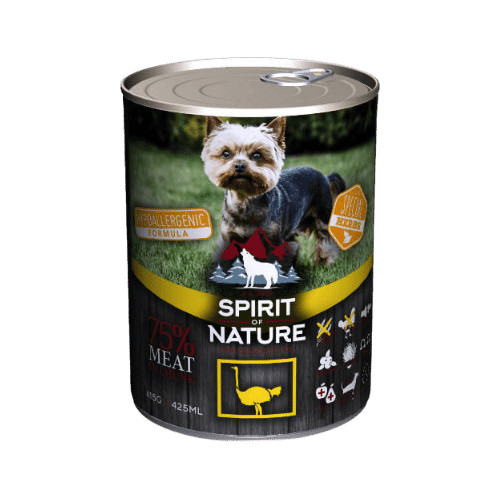 Spirit of Nature Dog Kutyakonzerv Strucchússal 12x415g - Hipoallergén és Különleges Ízélmény az Egészséges Táplálkozásért