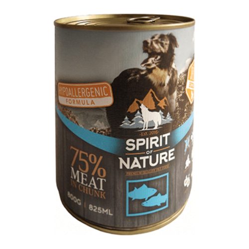 Spirit of Nature Dog Kutyakonzerv Tonhallal és Lazaccal 6x800g - Omega-3 Zsírsavakkal a Fényes Szőrzetért és Egészséges Bőrért