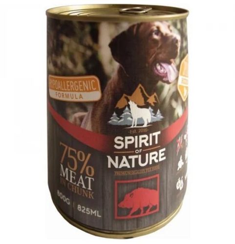 Spirit of Nature Dog Konzerv Vaddisznóhússal 6x800g - Gabonamentes, Hipoallergén Nedves Kutyatáp Felnőtteknek