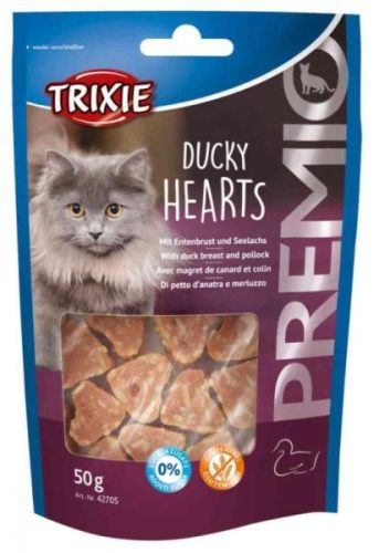 Trixie Premio Kacsás Szívek 50g - Gluténmentes, Hozzáadott Cukor Nélküli Jutalomfalat Macskáknak